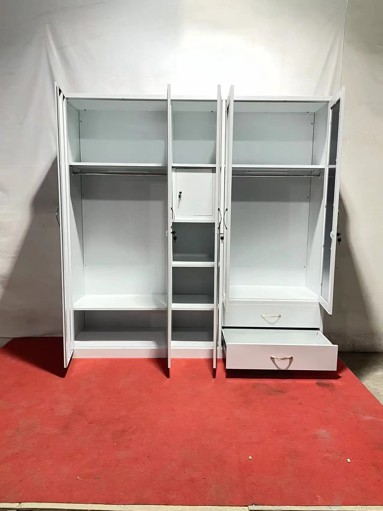 Bedroom furniture portable fitted built in cheap colour metal closet corner wardrobe for online sale