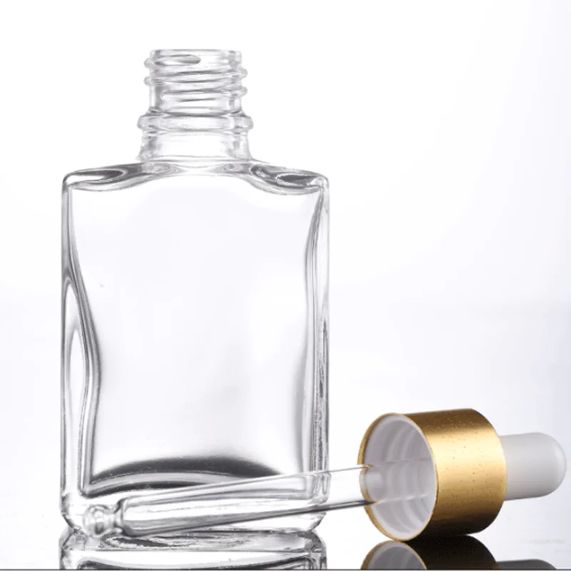 Frosted square flat black bottle 30ml essential oil bottle glass bottle power distribution aluminum tip dropper
