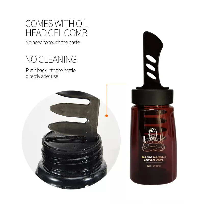 Private Label Hair Styling Gel For Men Fast Lasting With Comb Powerful Hair Oil Head Hair Wax