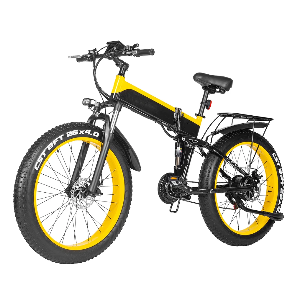 26 Inch Folding Lithium Battery Snow Bike 21-Speed Fat Tire 48V 1000W E-Bike