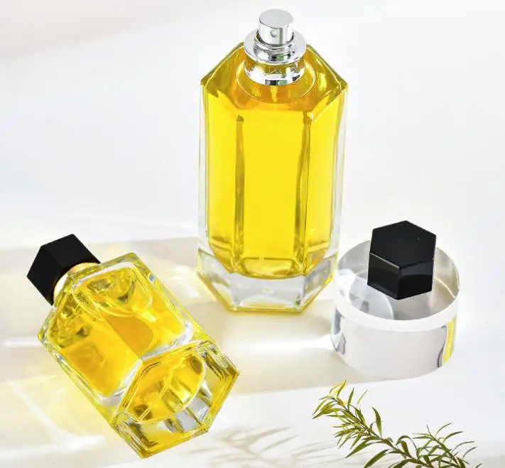 30ml 50ml Empty Glass polygon Perfume Atomizer Spray Pump Bottle Travel Refillable Perfume Bottle for Liquid Fragrance