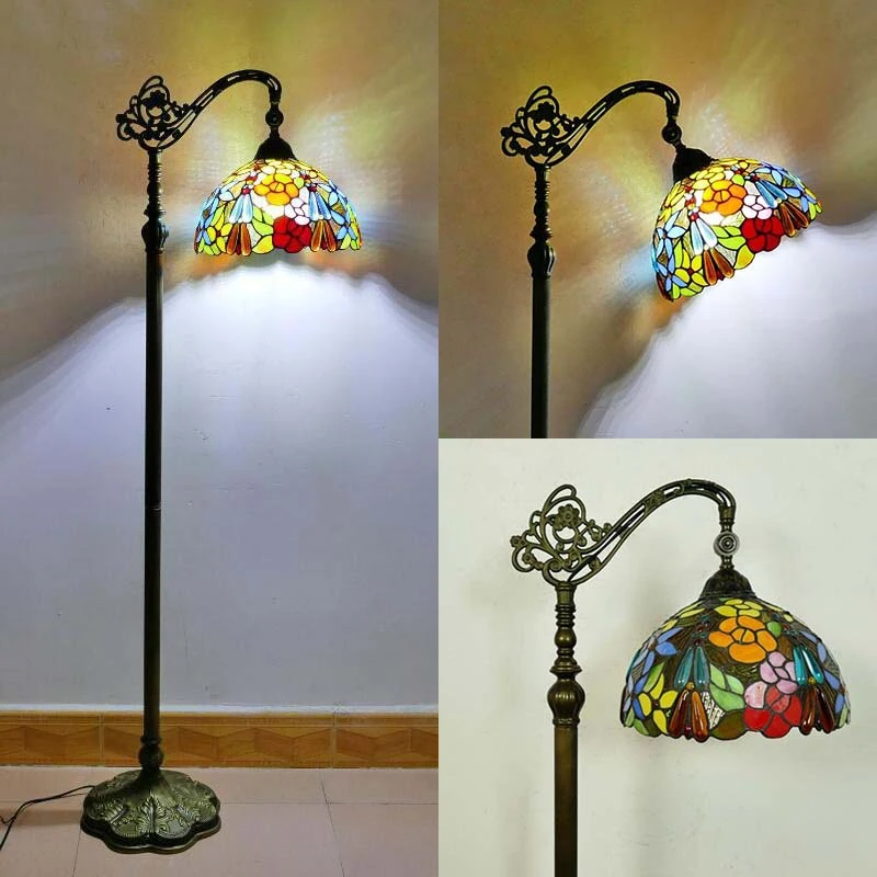 Tiffany Floor Lamp American Retro Living Room Bedroom Lamp Country  Stained Glass Floor Lamp