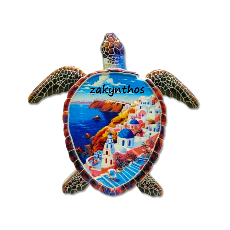 Customized logo resin 3d printing turtle design greek greece zakynthos souvenir fridge magnet
