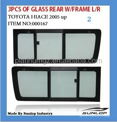 Запасное стекло 000167 для бокового стекла hiace боковое 3 шт. заднее с рамкой
