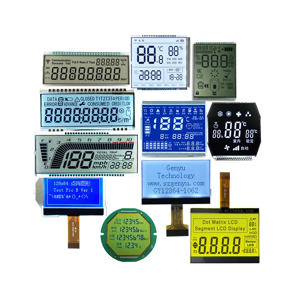 Customized Inverter Lcd Tn Stn Htn Va Digit Lcd Screen 7 Segment Monochrome Custom Lcd Display For Thermostat/Energy Meter