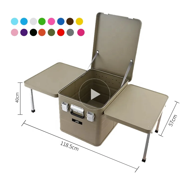 ROCKBROOK Wholesale Price 84L Khaki Aluminum Storage Box Small Portable Picnic Beer Can Waterproof Material Ice Insulated Cooler