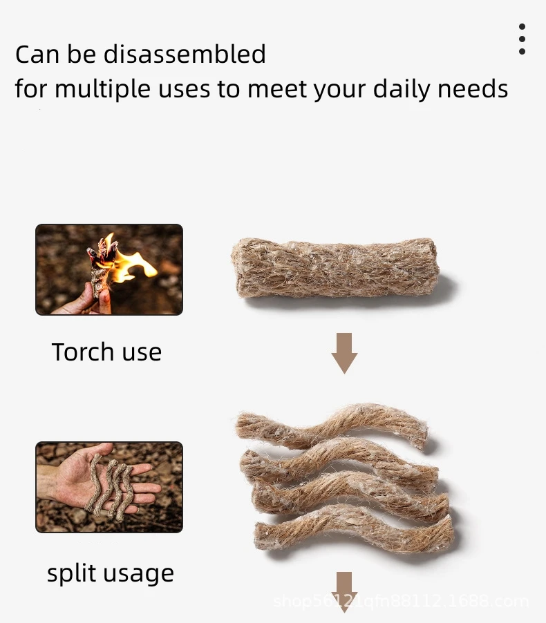 Kindling Twine Fireplace Lighters Fire Starter Rope, Survival Fire Starter Flint, Fire Starter Thick Rope