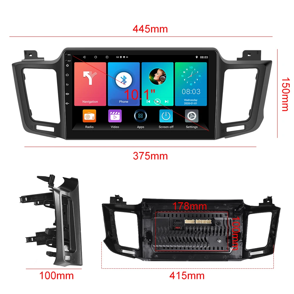 2 Din 10.1' Android 11 Car Radio Stereo 2 Din Radio Car Carplay Android Auto WIFI GPS AHD Cam For Toyota RAV4 2013-2018