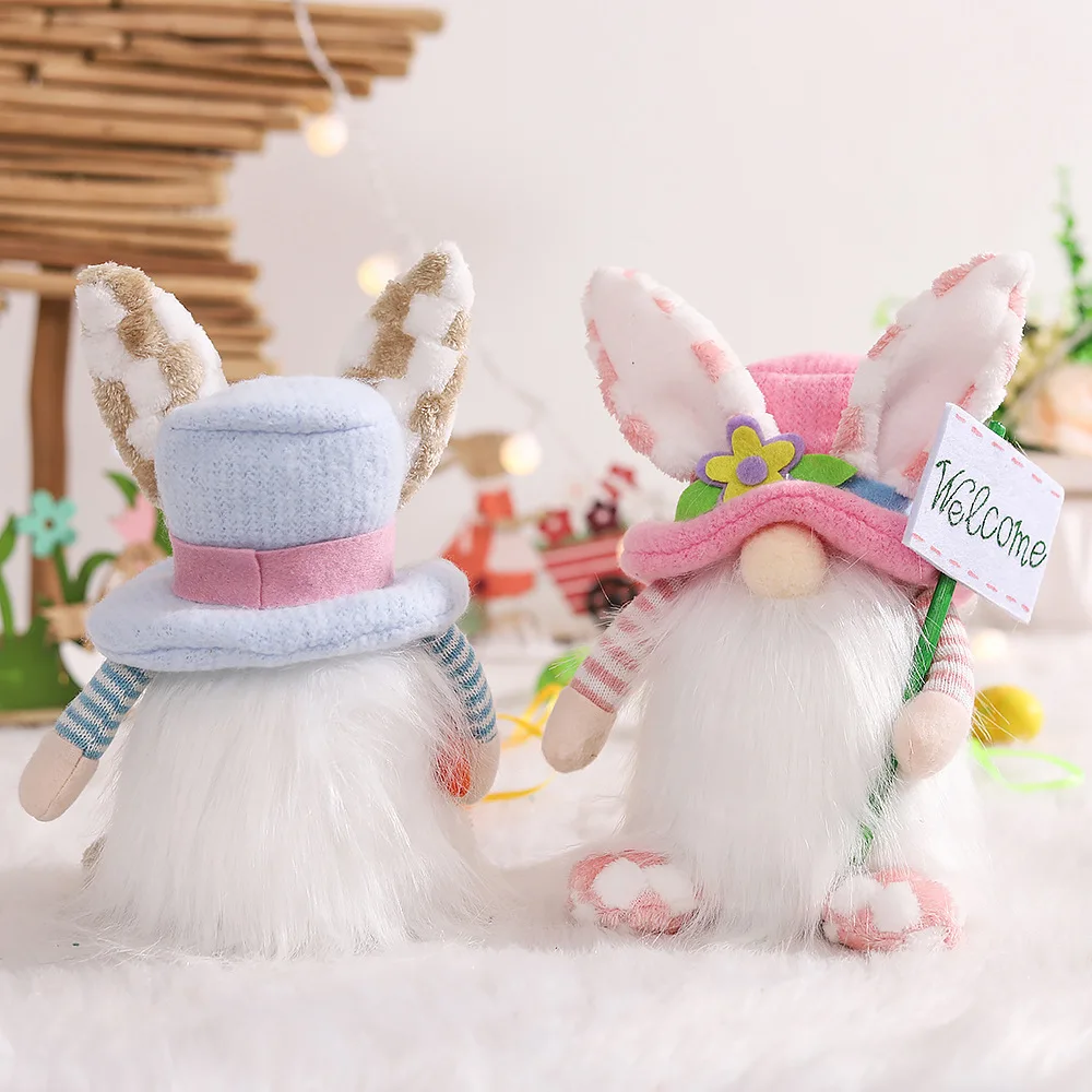 new arrival easter bunny long ears gnome plush toy for decoration