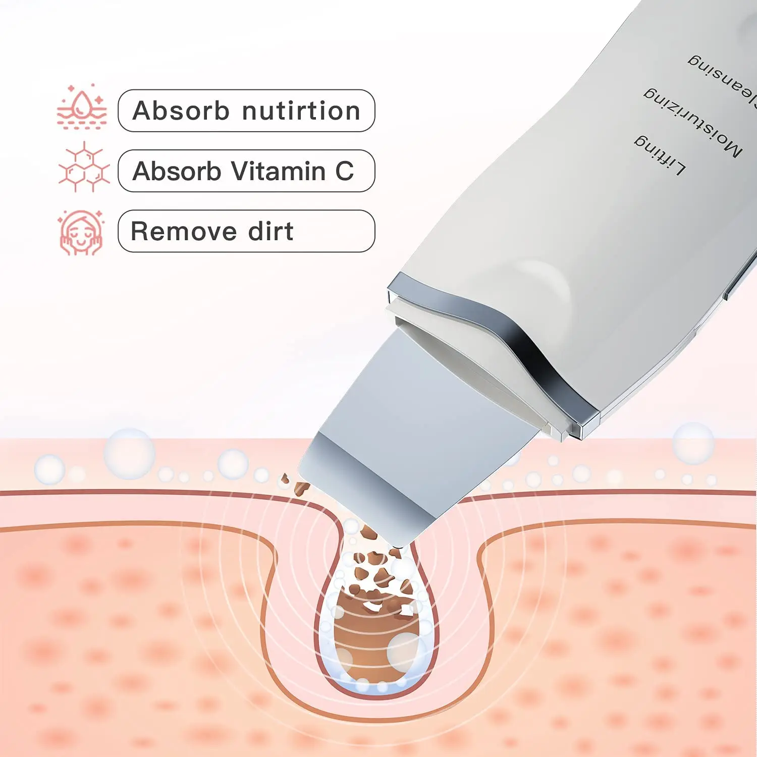 Multi-functional Beauty Equipment Portable Ion Skin Scrubber For Pore Cleansing Vibration Massage Ultrasonic Beauty Device