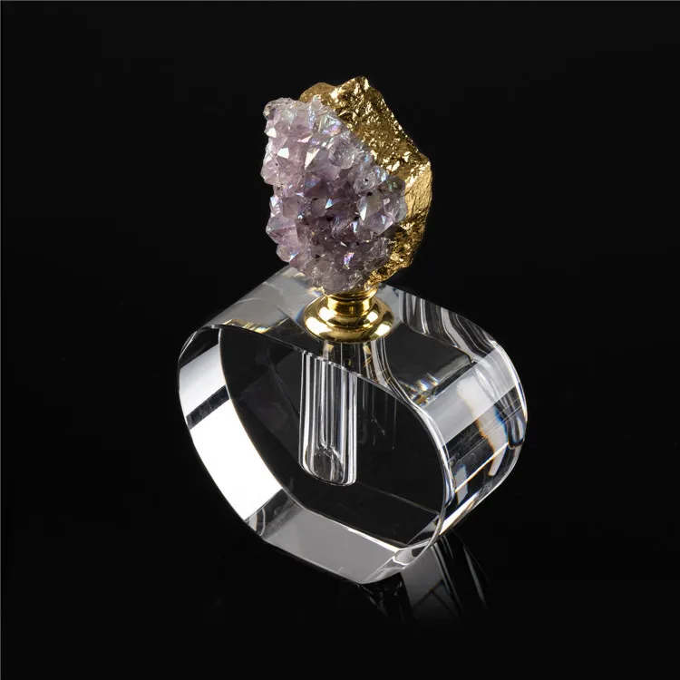 Unique Empty Glass Multicolor Plated Amethyst Cluster Perfume Bottles Empty Bottle Wholesale