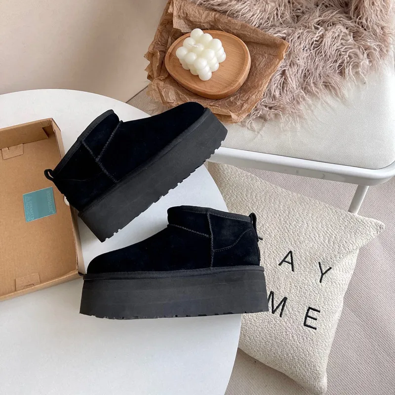 TX 100% sheepskin non-slip EVA sole Winter new snow women boots tall fur one thick sole design snow boots