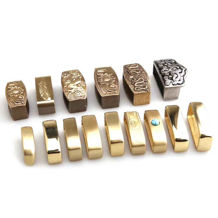 wholesales flexible MOQ solid brass belt keeper leather loop clips