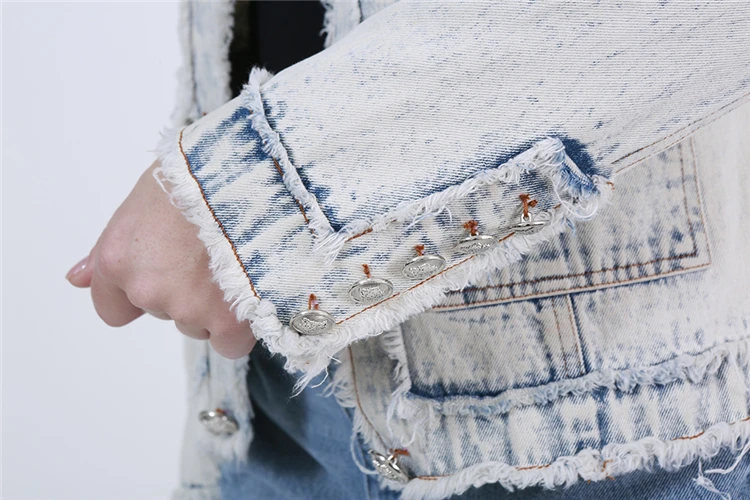 OEM Big Button Women Plus Size Custom Logo Jean Jacket Suppliers