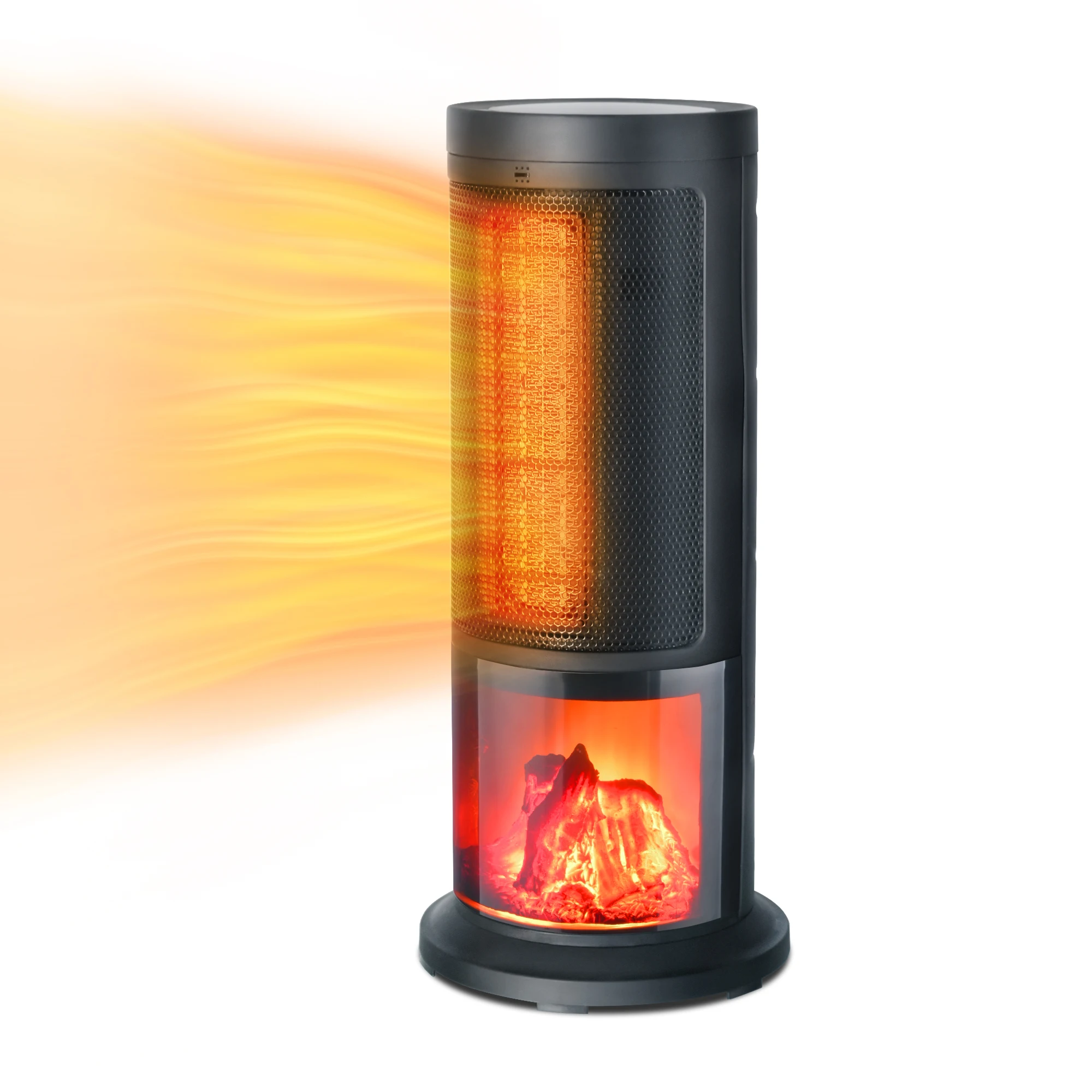Portable Oscillating Space Heater 3D Flame Effect Electric PTC Ceramic Tower Heater