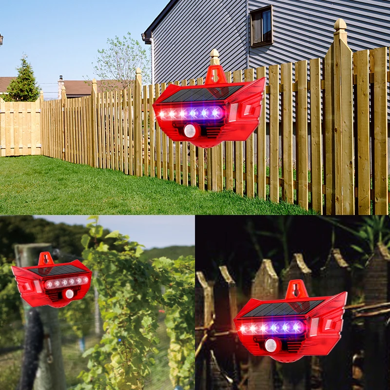 Sound and Light Alarm Solar Wireless Infrared Sensor Home Anti-theft Sound and Light Alarm for Farm Gardens Factory Warehouse