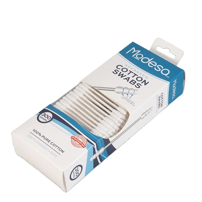 300PCS custom Ear Swabs Double Head Paper Stick Heliciform Cotton Buds in drawer paper box
