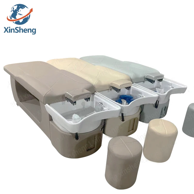 Modern Wholesale Hair Salon Shampoo Bowl Massage Shampoo Chair Salon Furniture Backwash Units Hair Washing Chair with Basin