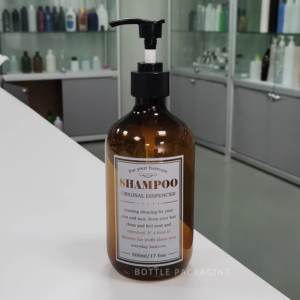 Customizable Color 450ml 500ml boston Shampoo Bottles With Own logo Rose Gold Luxury Body Conditioner Bottle Set