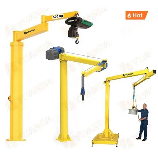 China Intelligent 500kg Small Free Standing Integrated 360 degree Rotating Slewing Articulating Beam Arm Manual Jib Crane 1ton