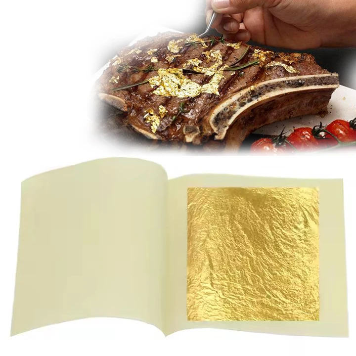 2.7*2.7cm 99.99% Gold Made Genuine 24Karat Pure Gold leaf Foil Paper For Food Decoration And Skin Care Edible Gold Leaf Sheet