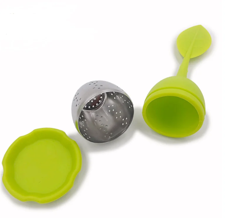 Leaf tea Infuser  Stainless Steel Fine Mesh Tea Filter with BPA-Free Silicone Leaf Handle and Drip Tray  Perfect Tea Straine