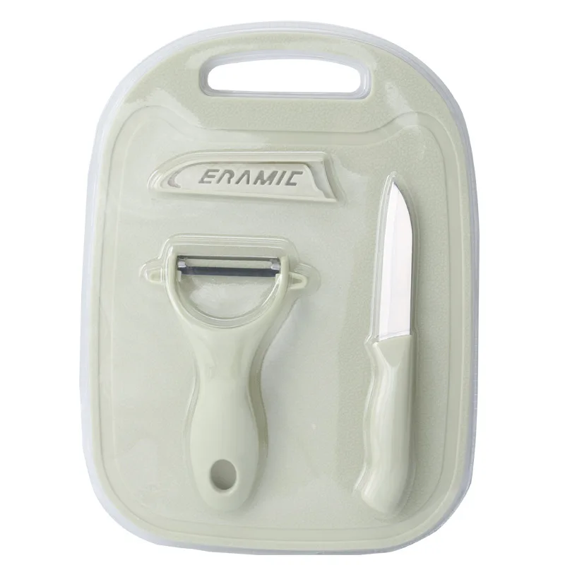 Wholesale hot sale knife set fruit knife anti-overflow cutting board multi-purpose peeler stainless steel knife three-piece set