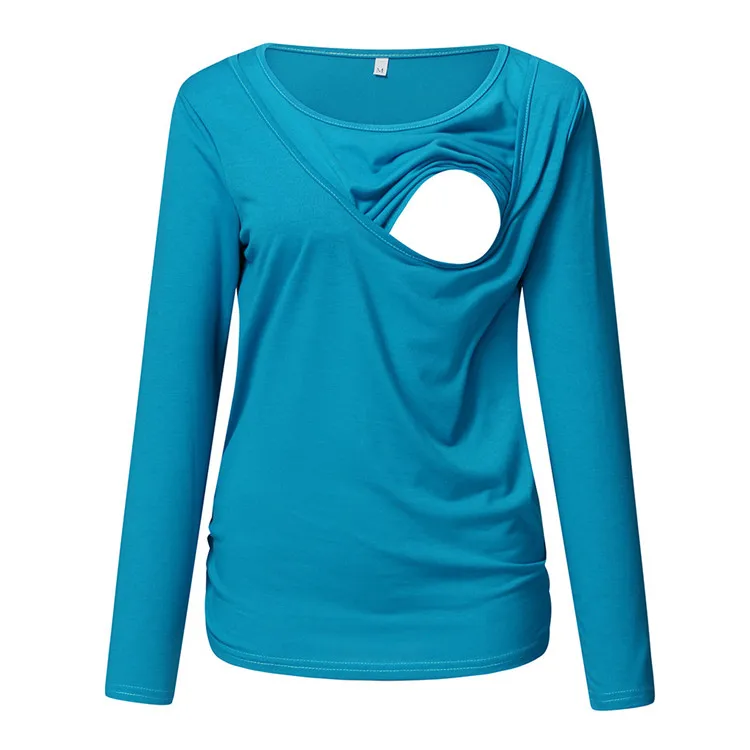 
New Round Neck Long Sleeve Slim T-Shirt Maternity Feeding Tops for Women 