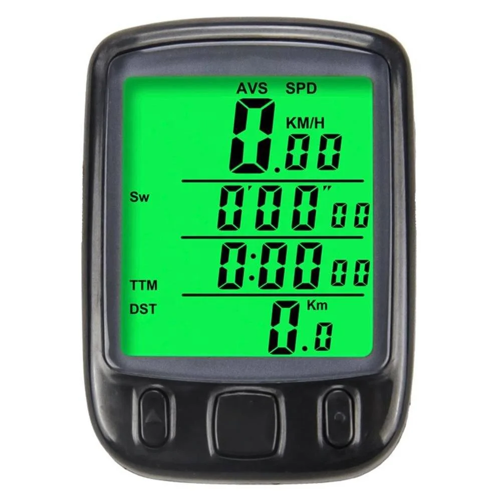 Waterproof Multi Functional LCD Display Screen Bicycle Speedometer Smart Bike Computer Cycling Odometer with Green Backlight