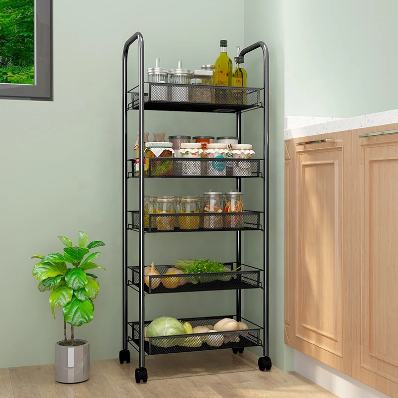 Metal Plating Rolling Cart Movable Storage Cart Wire Mesh Shelf With Wheels storage holders Kitchen organizer rack shelf