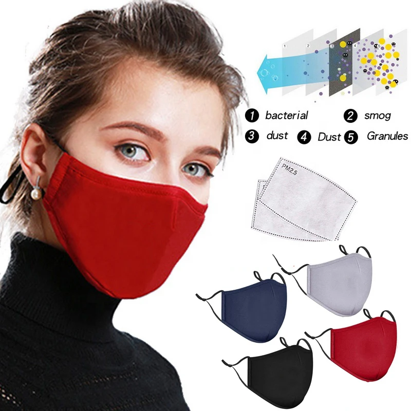 dropshipping Wholesale Reusable Protective Fashion Activated Carbon Custom Cotton face mask party With Filter Anti Dust face mas