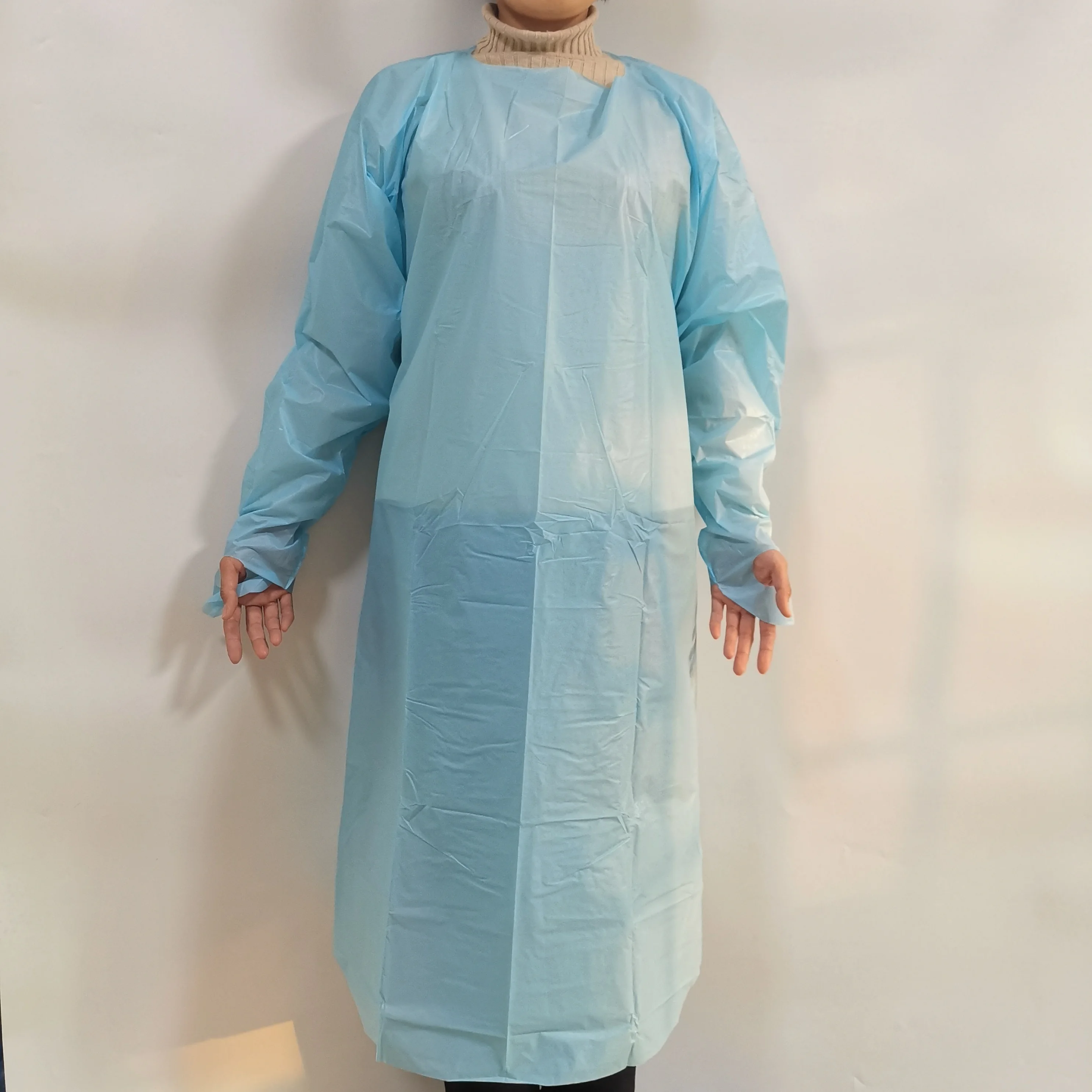 Eco-friendly CPE  PE Apron Disposable with Sleeves Waterproof Plastic Gown