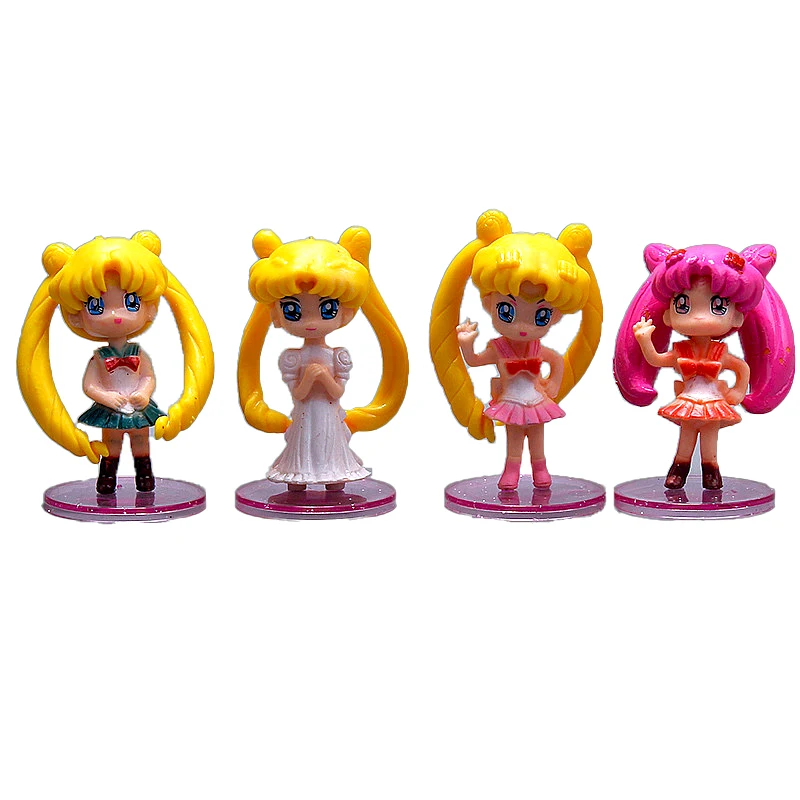 
cake topper Q version with base Sailor Moon warrior four-piece set for cake decoration 