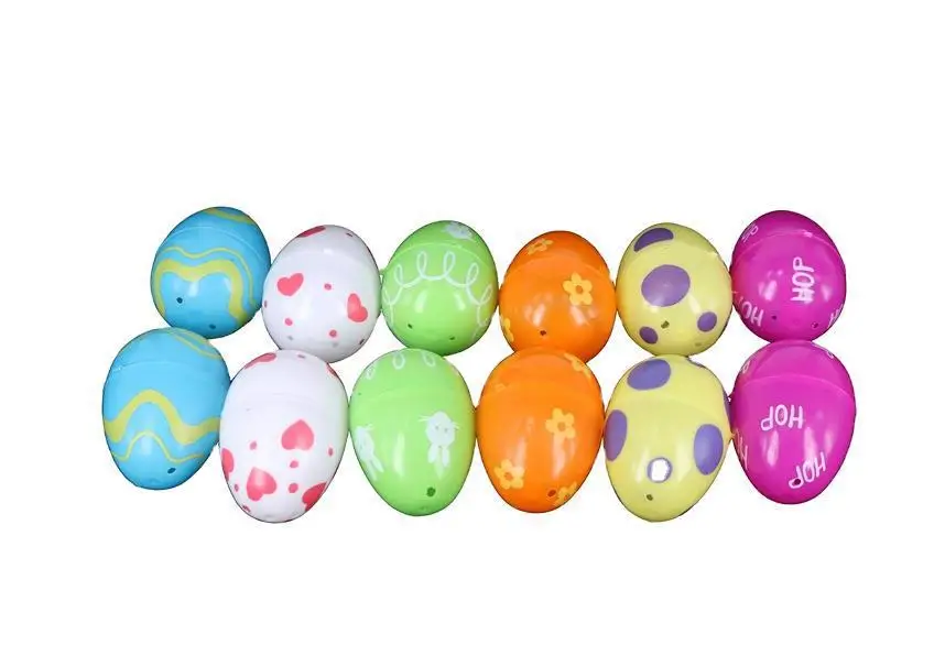 Easter Painted Plastic Open Eggs Kids DIY 12 Pcs Boxed Empty Plastic Eggs