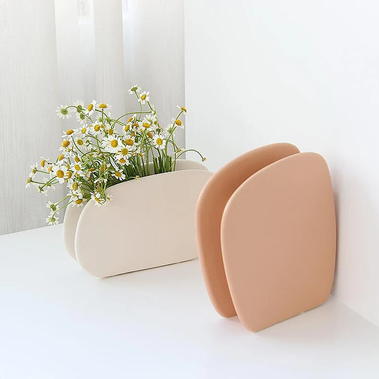 New Arrival Creative Modern Morandi Colorful Unique Shape Home Decoration Geometry Design Ceramic Porcelain Vases