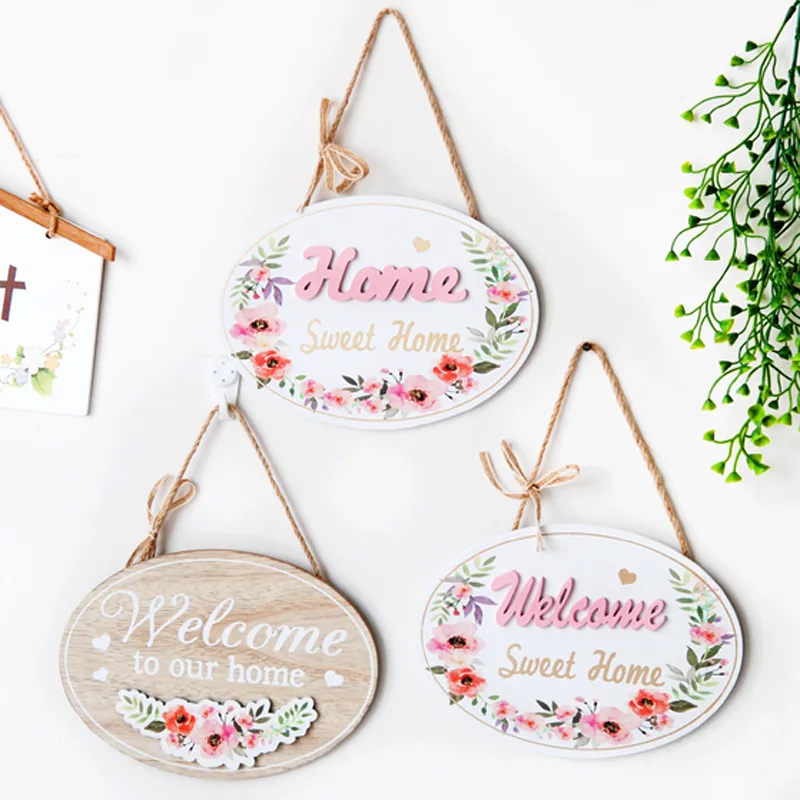 Farmhouse wood hanging welcome sign for front door