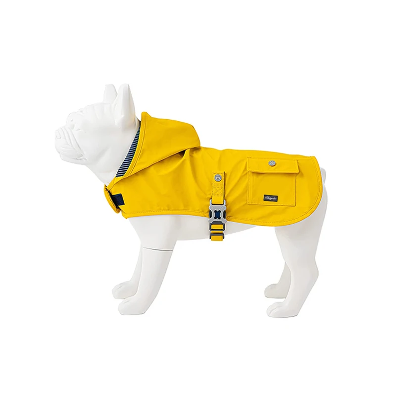 Lightweight Pet Rain Coat Jacket Yellow Raincoat Full Body With Stripes Dog Clothes With Reflective Stripe Hoodie