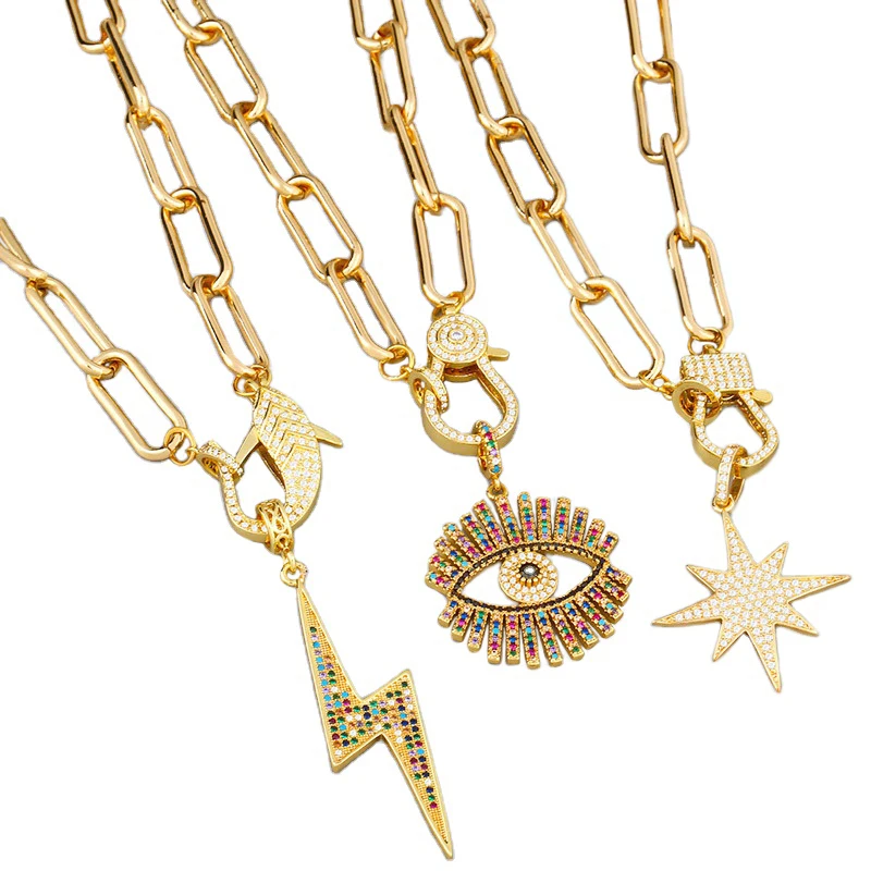 High-grade Cubic Zircon Cooper 14K Gold Plated Cup Chain Jewelry Iced Out Rhinestone Cuban Link Chain Necklace Wholes