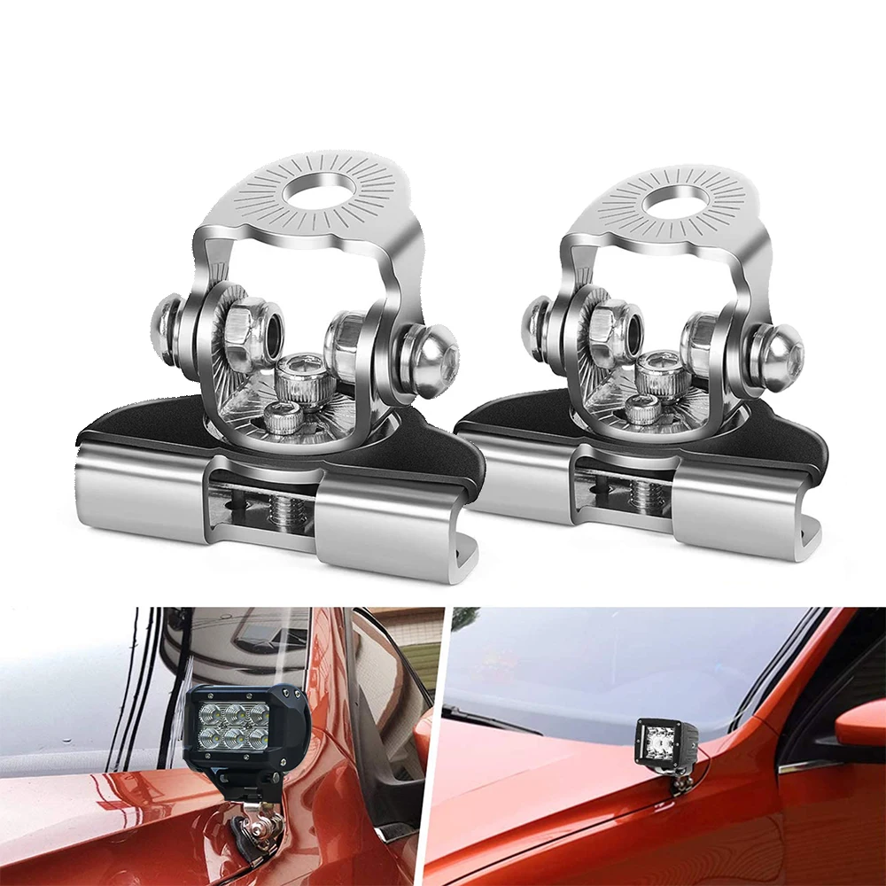 2Pcs Universal Work Light Tube Clamp Mounting Bracket Fog Light Mounting Bull Bar Bumper Lamp Holder for Off-road Vehicles Car