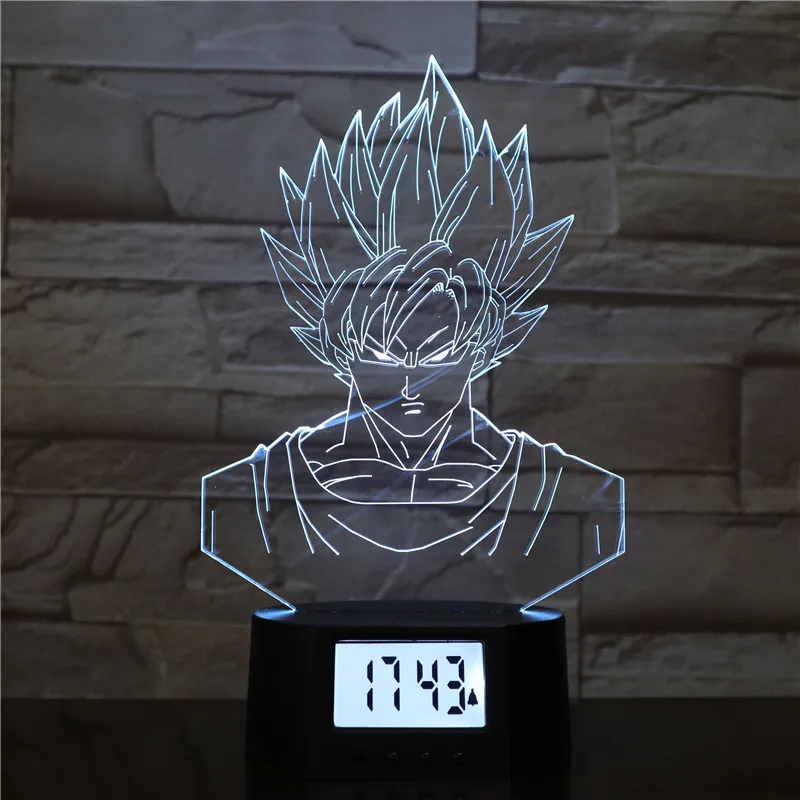 Dragon Ball Anime design kids night light cartoon children reading lamp with type c wire 3d led shadow lamp with alarm clock