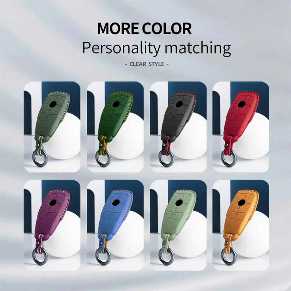 Car Key Accessories For Mercedes Benz C E S G Class GLC CLE CLA GLB GLS W177 W205 Fob Suede Leather Car Key Protection