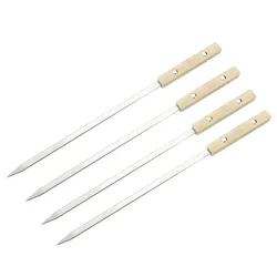 BBQ Sticks Needle Stainless Steel Flat Barbecue Forks Picnic Skewers Cooking Iron Kitchen Meat Holder