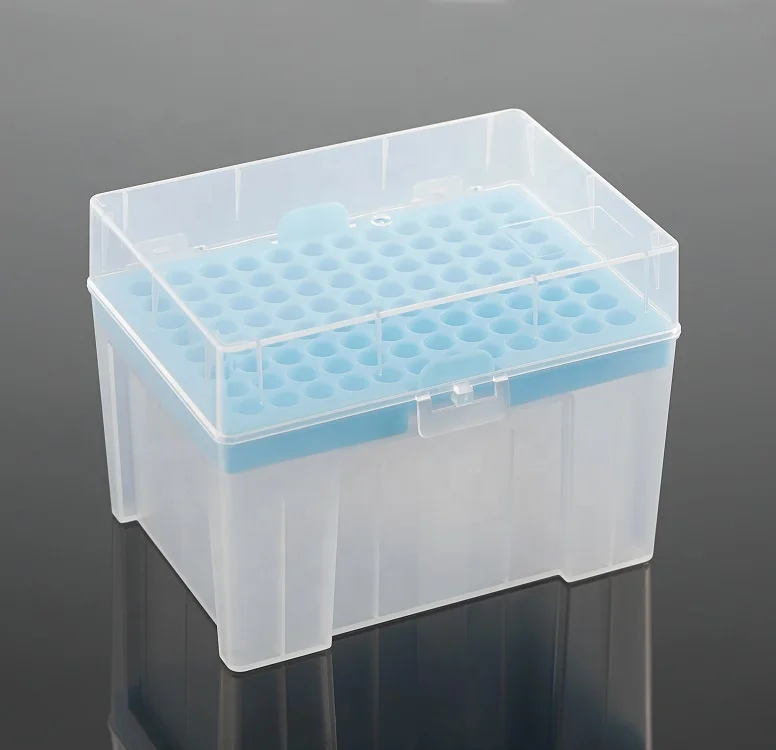 High quality 96well empty polypropylene 1250ul pipette tip box with pipette tip rack DNase RNase free