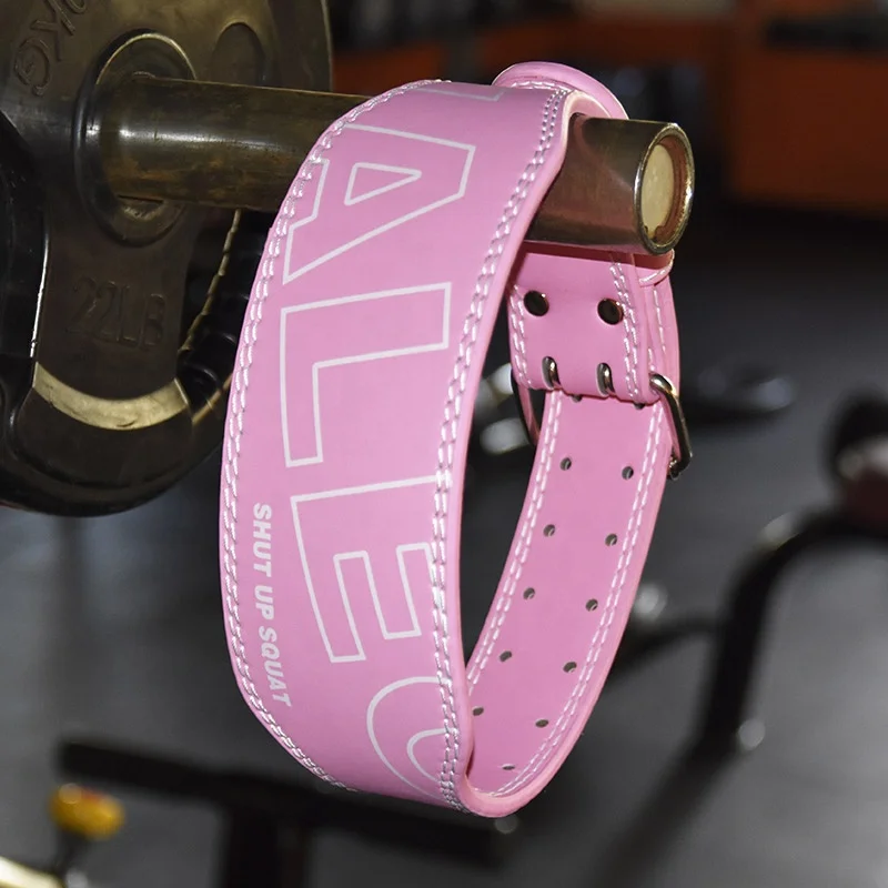 Wholesale Custom 4 Inch Gym PU Leather Belt Powerlifting Double Prong Adjustable Buckle Weight Lifting Belt