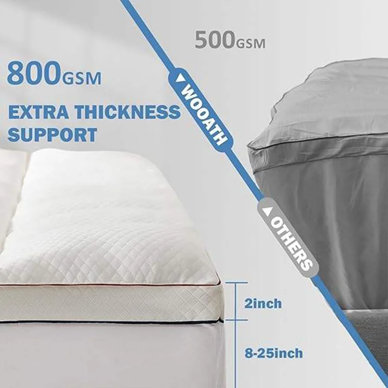 Nature Thick Mattress Topper Cover for Back Pain Pillow Top Mattress Protector Breathable Bed Topper Deep Elastic Pocket