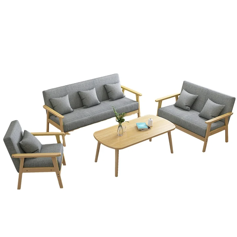 Ткань, Скандинавская спальня, гостиная, один двухместный, простой, современный, арендный дом, простой маленький семейный диван из цельного дерева