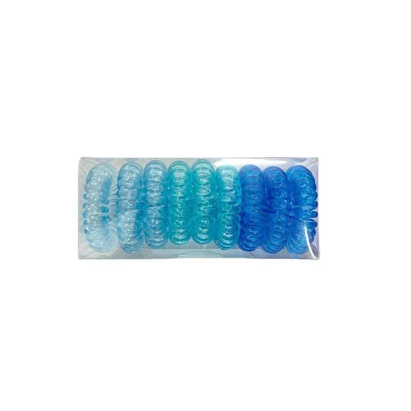 Factory Wholesale 9pc/pack lucency elastic telephone cord spiral hair ties coil plastic hair band headband