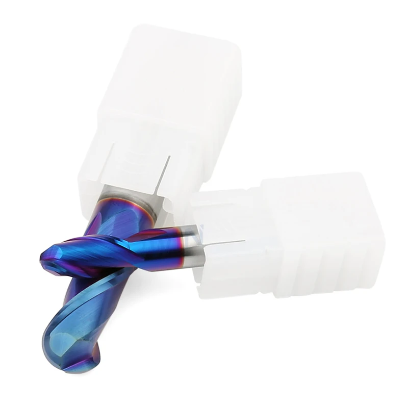 BWIN high quality naco coating 2 flute solid tungsten carbide ball nose endmill milling cutter hrc65