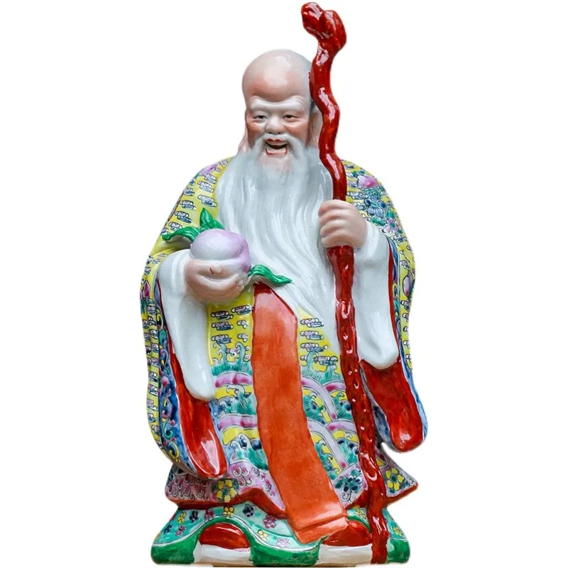 Jingdezhen Early Porcelain Birthday Celebration Old Man Art Decoration Ceramic Figurines for home decor and collection (1600676048661)
