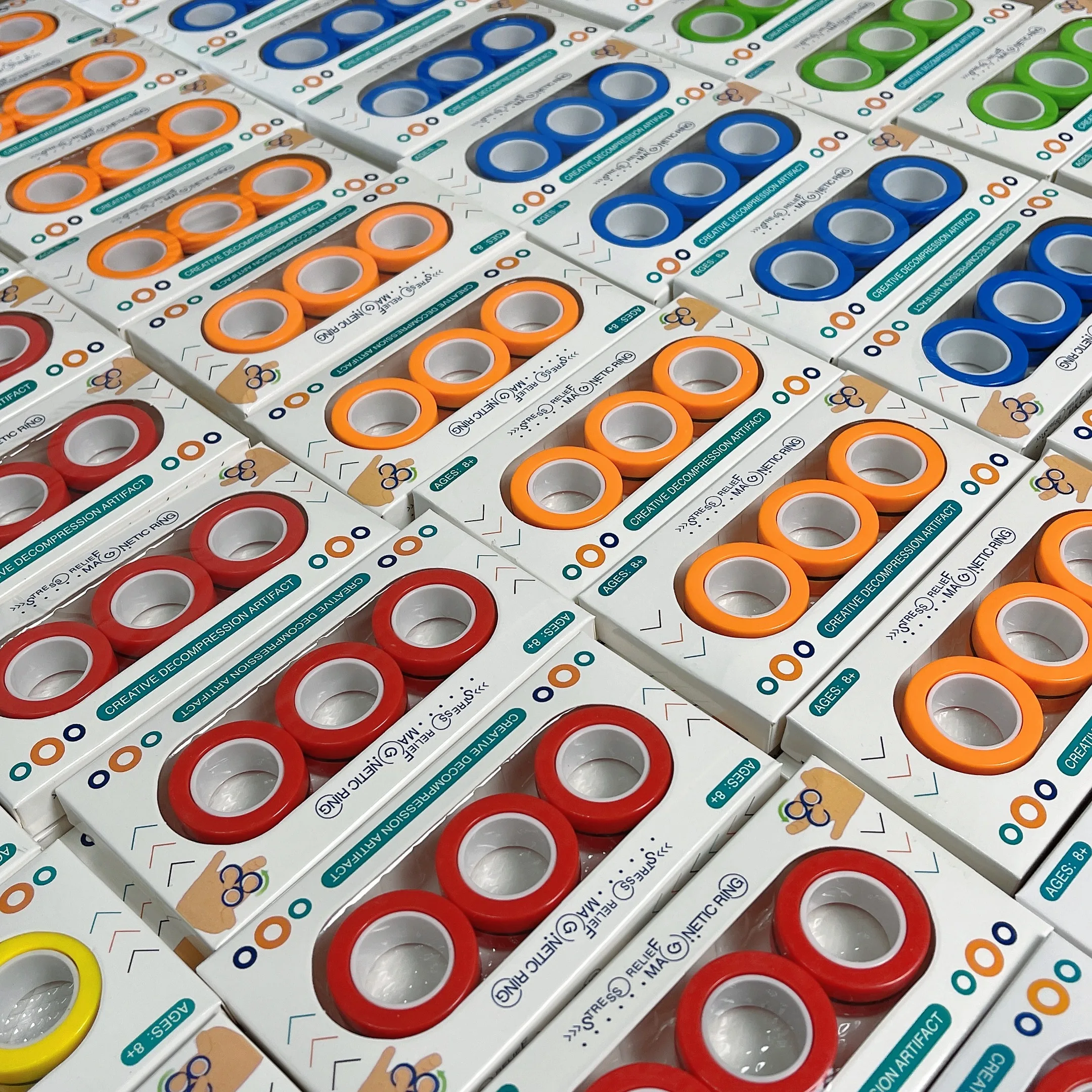 Magnetic Rings Fidget Toys,Professional Magnet Ring Spinner Stress Relief Rings Props,Colorful Training Relieves Reducer Toy